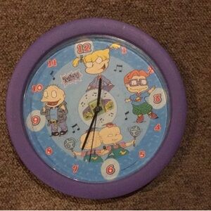 Oldschool Nickelodeon Purple Cartoon Wall Clock vintage Rugrats clock